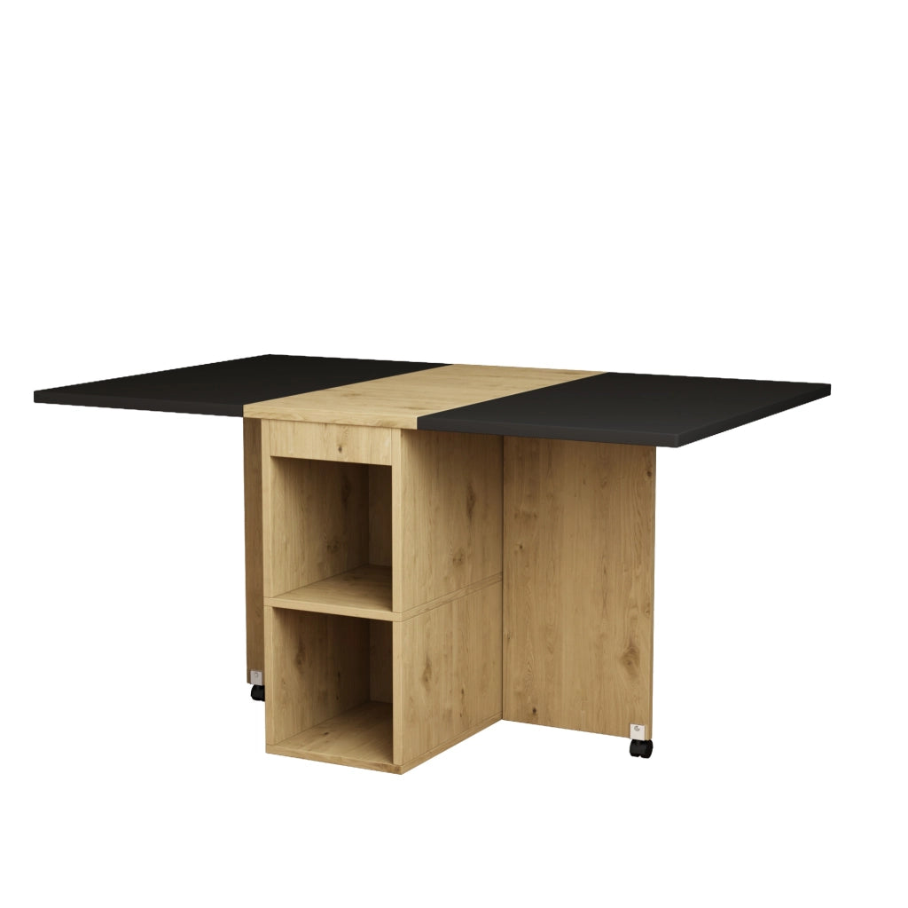 Set tavolo da pranzo con 4 sedie; tavolo pieghevole e a scomparsa multifunzione; bianco e nero