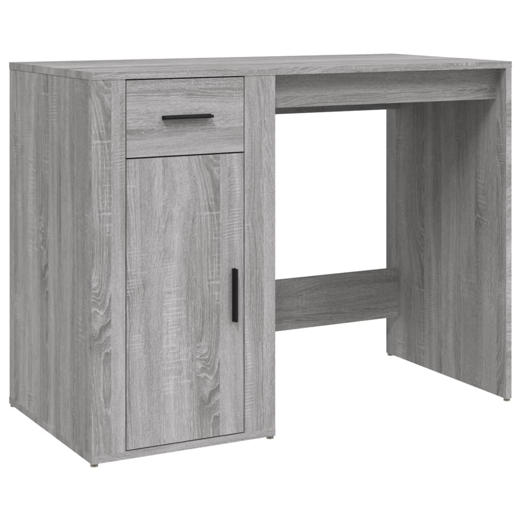 Scrivania da ufficio postazione di lavoro mobile per computer studio con mobiletto legno ingegnerizzato Sonoma grigio 02_0023400