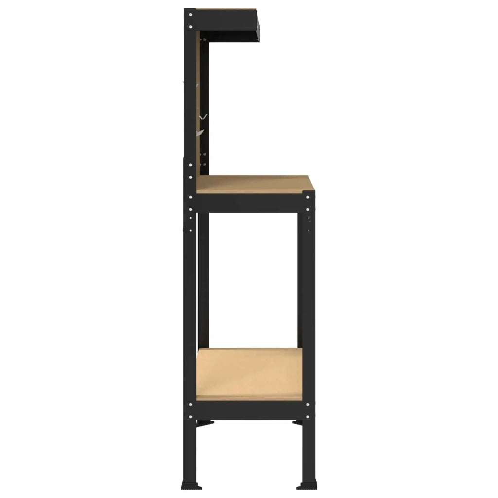 Banco da lavoro con lo scaffale Nero 81 x 41 x 145 cm 42020131