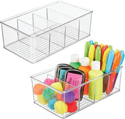Set di 2 organizzatori per ufficio, cassetto di archiviazione con 4 contenitori per ogni elemento, adatto per pennelli, pennarelli, forbici, righelli ecc. – la penna ideale – trasparente