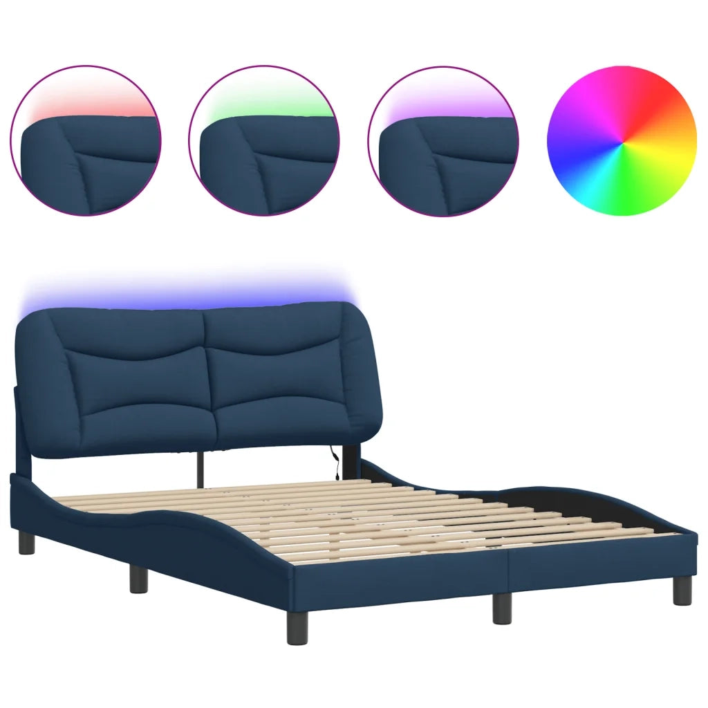 Giroletto con LED senza Materasso Hvar Blu 140x190 cm in Tessuto 3213703
