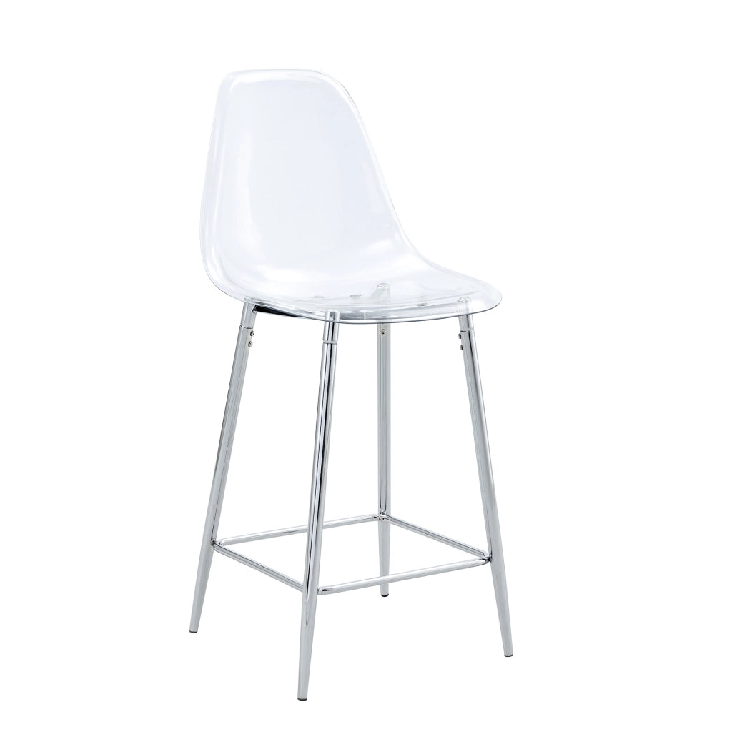 Sgabello da bar trasparente con struttura in metallo e poggiapiedi, design moderno argento 68.5 × 48.0 × 47.0 cm