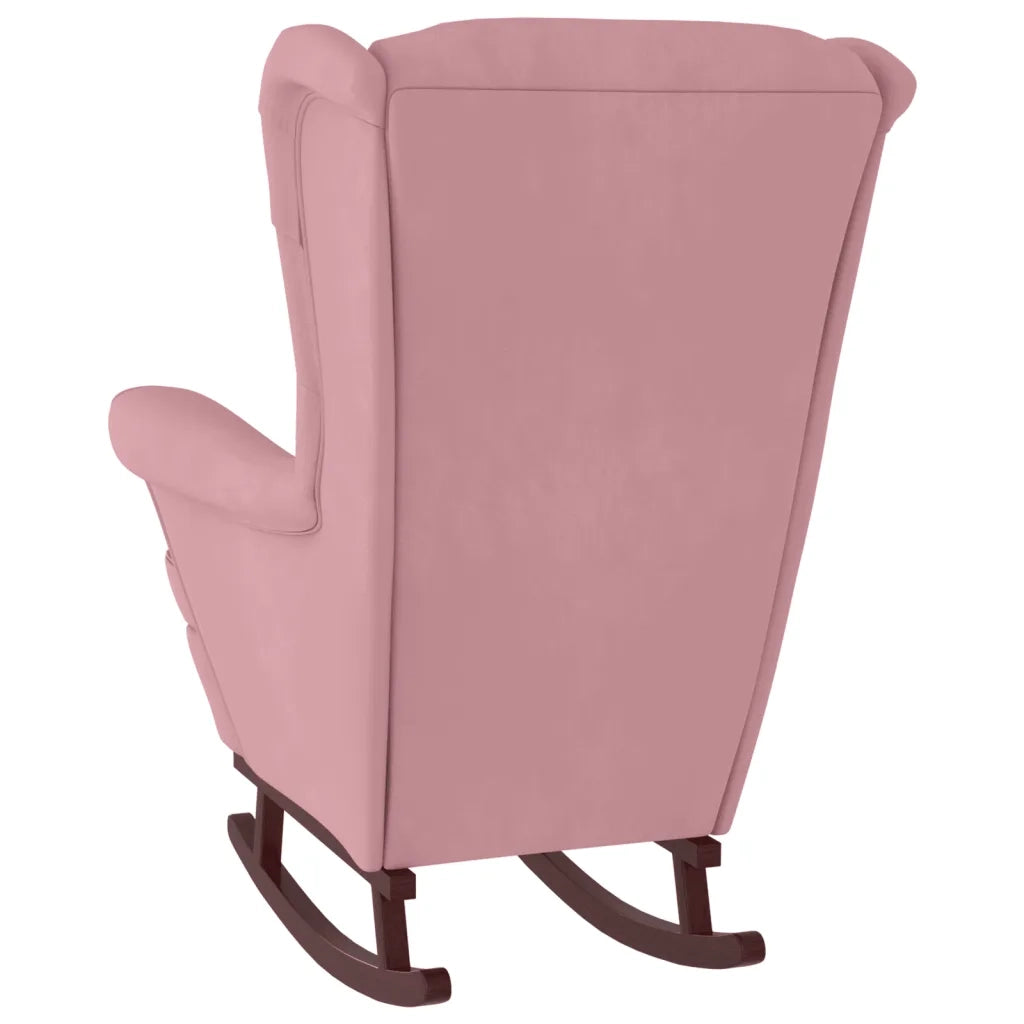 Sedia a dondolo con schienale alto in velluto rosso vino 3121234