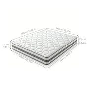 Materasso 140x190 cm H4, altezza ca. 25 cm, con schiuma comfort e molle insacchettate, bianco