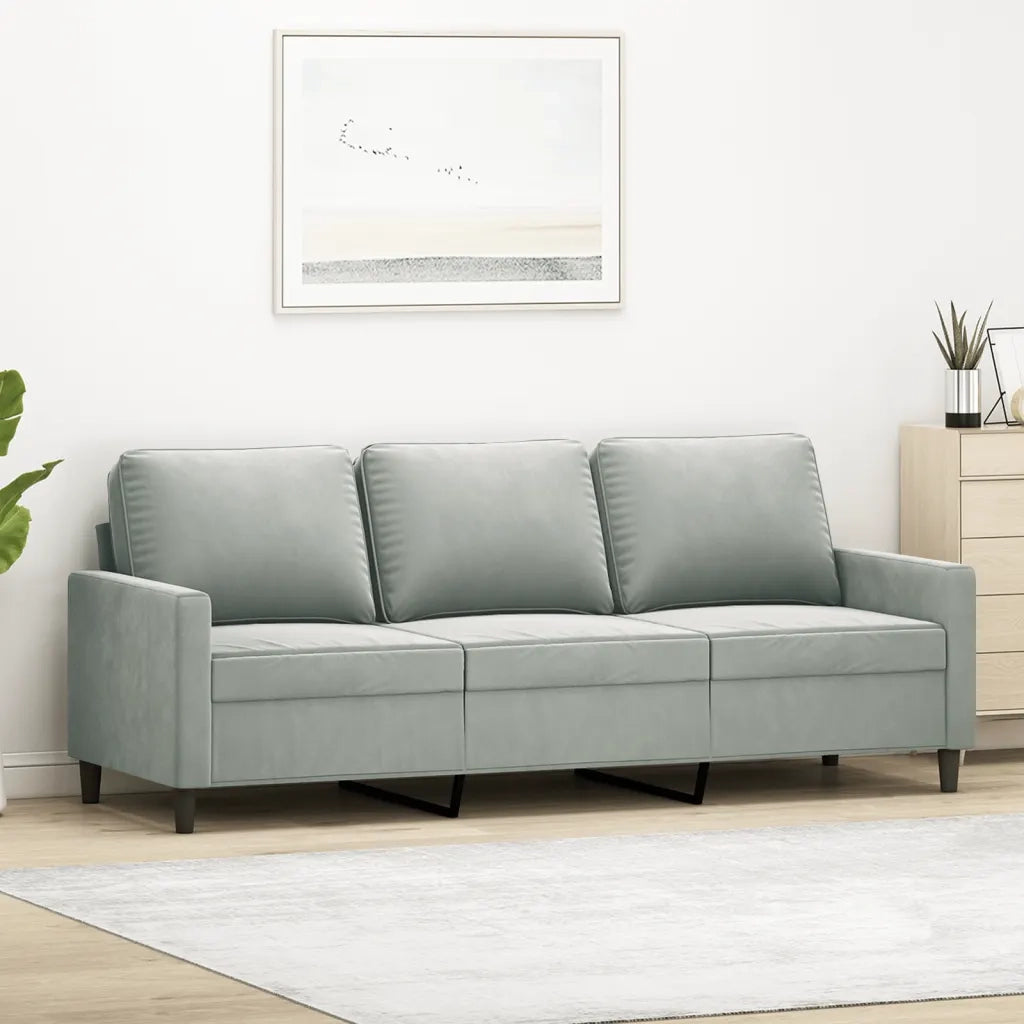 Divano | Divano da soggiorno | Sofa a 3 Posti Grigio Chiaro 180 cm in Velluto