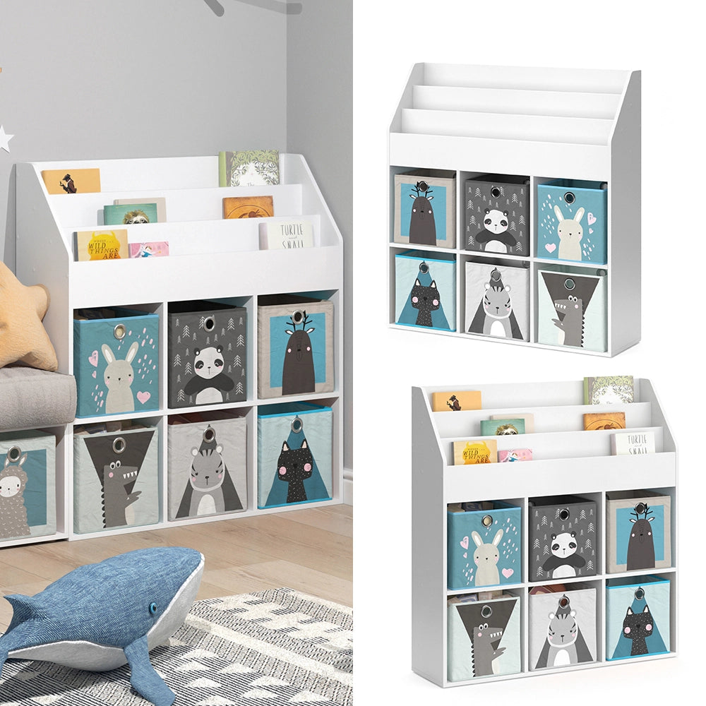 Vicco Libreria bambini Bianco 31.2 x 114.2 cm con 6 scatole pieghevoli opt.2