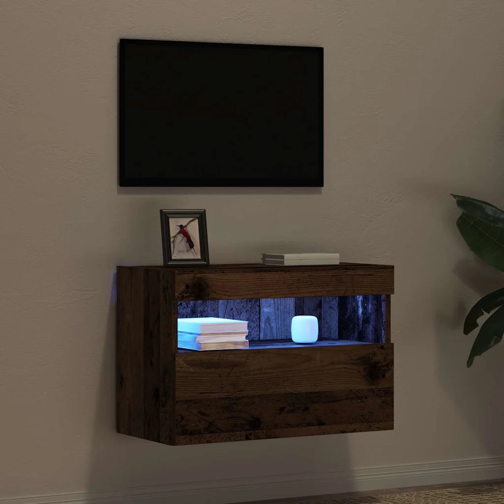 Mobile TV da parete con LED Legno vecchio 60 x 30 x 40 cm 862206