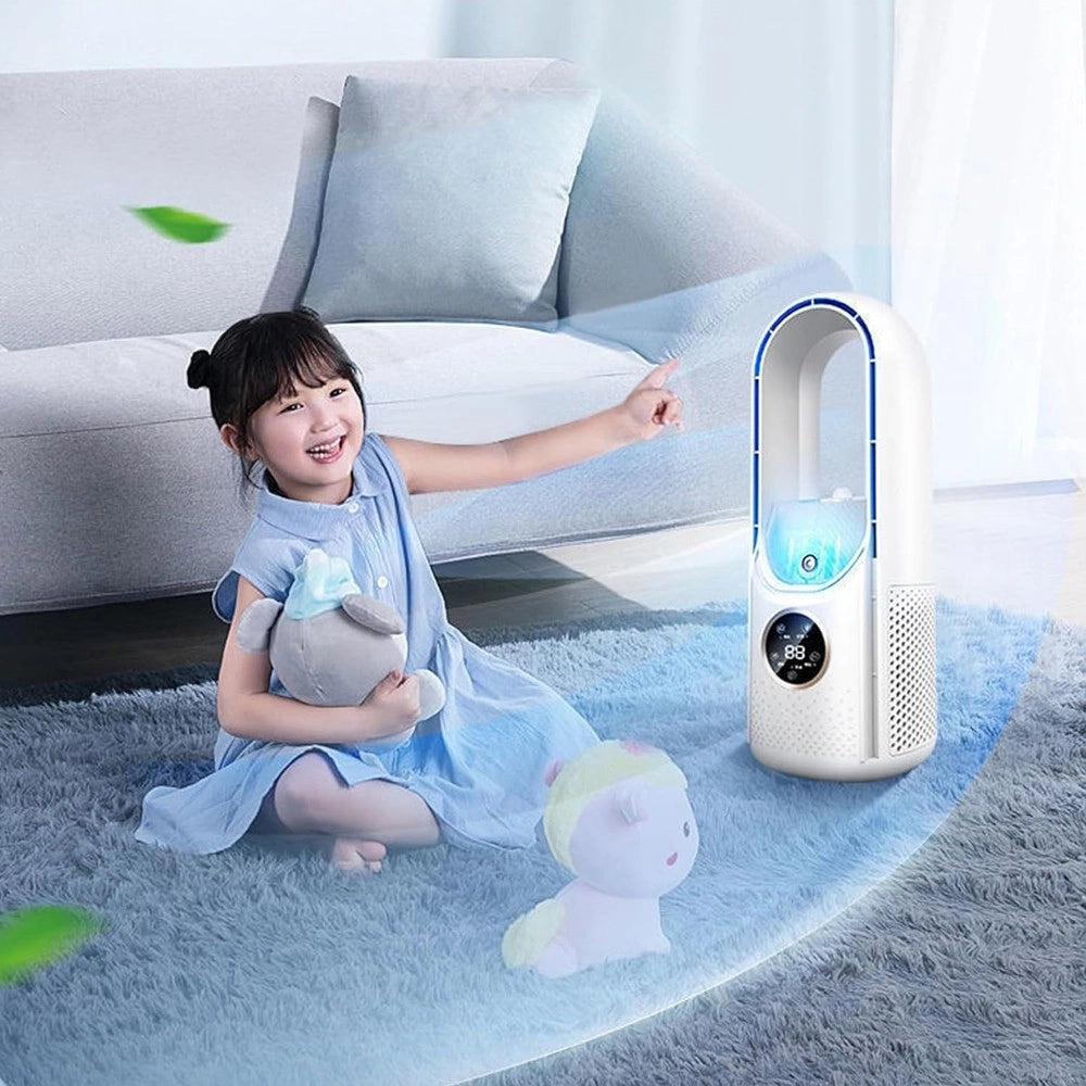 Trade Shop - Ventilatore Tavolo Umidificazione Usb Portatile Multifunzionale 6 Velocità Bianco -