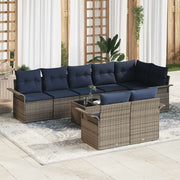 Set Divano da Giardino con cuscino 9 pcs Grigio polyrattan