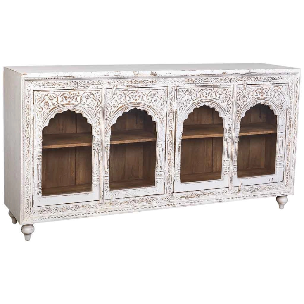 Credenza in legno bianco 204x43x101