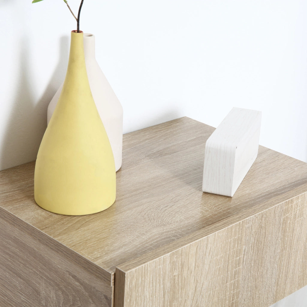 Set di 2 Comodini a Parete con Cassetto ¨C zephmum ¨C Naturale 40x30x15 cm