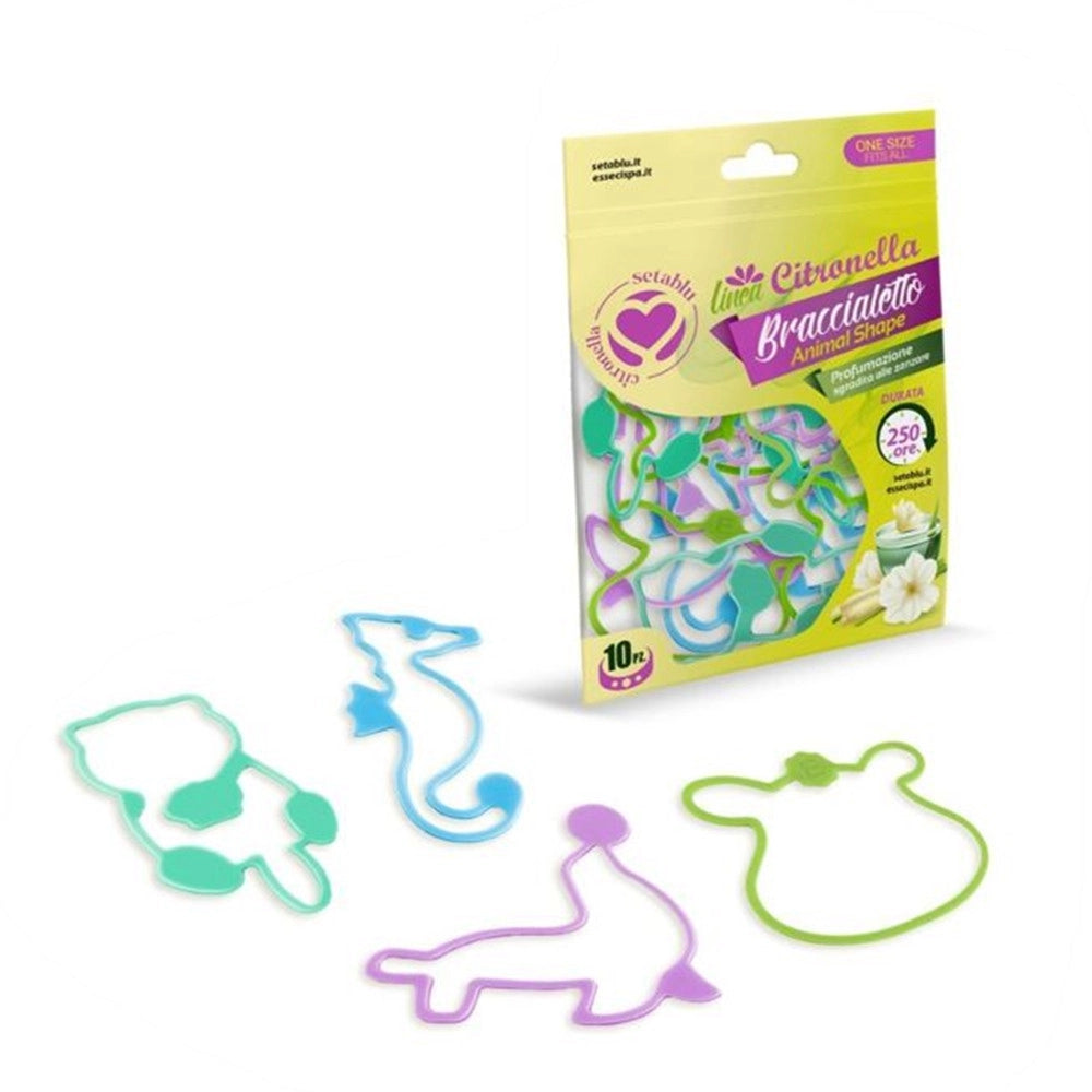 Trade Shop - Set 40pz Da 10 Bracciali Braccialetto Citronella Animal Shape Repellente Antizanzare 023830 -