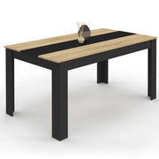 IDMarket - Tavolo da pranzo rettangolare GEORGIA per 8 persone in simil-faggio e nero 160 x 90 cm