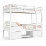 LETTO A CASTELLO 90x200 cm Bianco in Legno massello e MDF divisibile