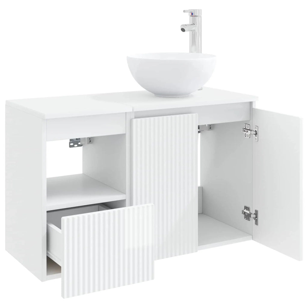 Set di mobili per il bagno 2 pz Bianco Lucido 3404038