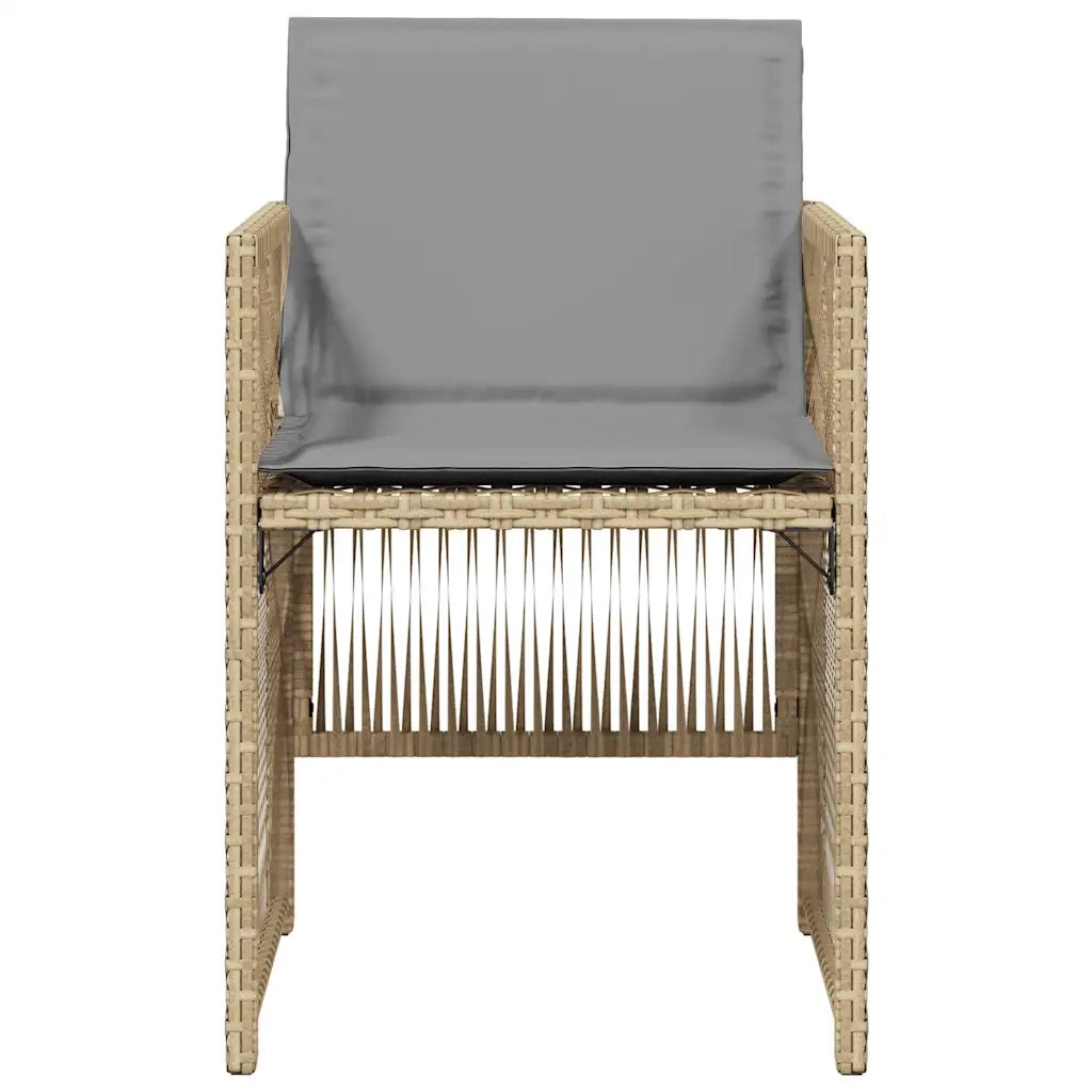 Sedie da Giardino con Cuscini 4 pz Beige Misto in Polyrattan
