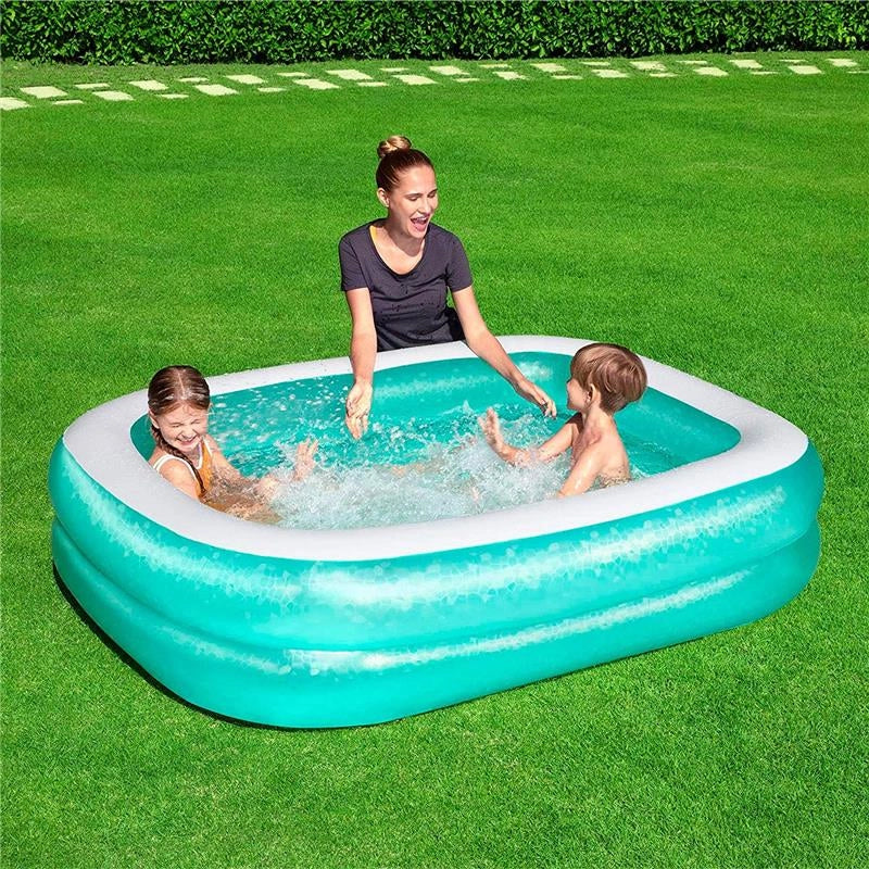 BESTWAY PISCINA GONFIABILE RETTANGOLARE FAMILY CON TOPPA PER RIPARAZIONE 201X150X51 CM