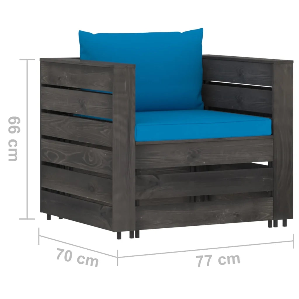 Set Divani da Giardino con Cuscini 2 pz Legno Impregnato Grigio cod mxl 43854