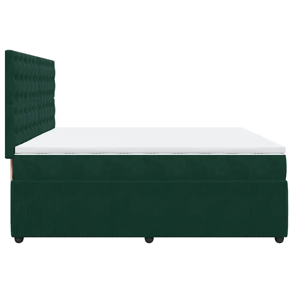 Giroletto a Molle con Materasso Verde Scuro 200x200 cm Velluto