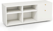 Mobile Contenitore, Mobile TV Moderno per TV da 49” con 4 Scomparti Aperti e 2 Cassetti, Consolle Multimediale, Organizzatore Salvaspazio per Soggiorno Ufficio Camera da Letto, Bianco