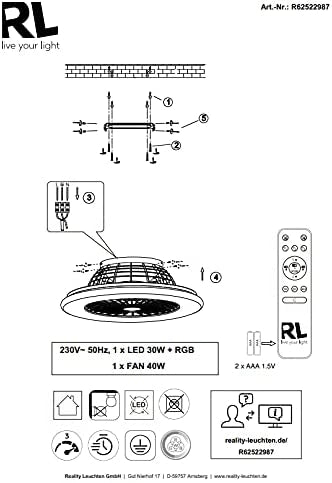 VENTILATORE PLAFONIERA LED RGB  CM.50