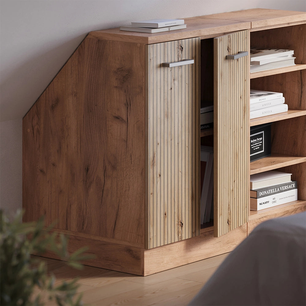 Mobile cucina sottotetto R-Line Rovere artigianale/Rovere dorato 60 cm con 2 porte, carcassa 60 cm profondità Vicco