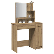 Toeletta con Specchio-Tavolo da Vanit¨¤ Rovere Artigianale 86,5x35x136 cm