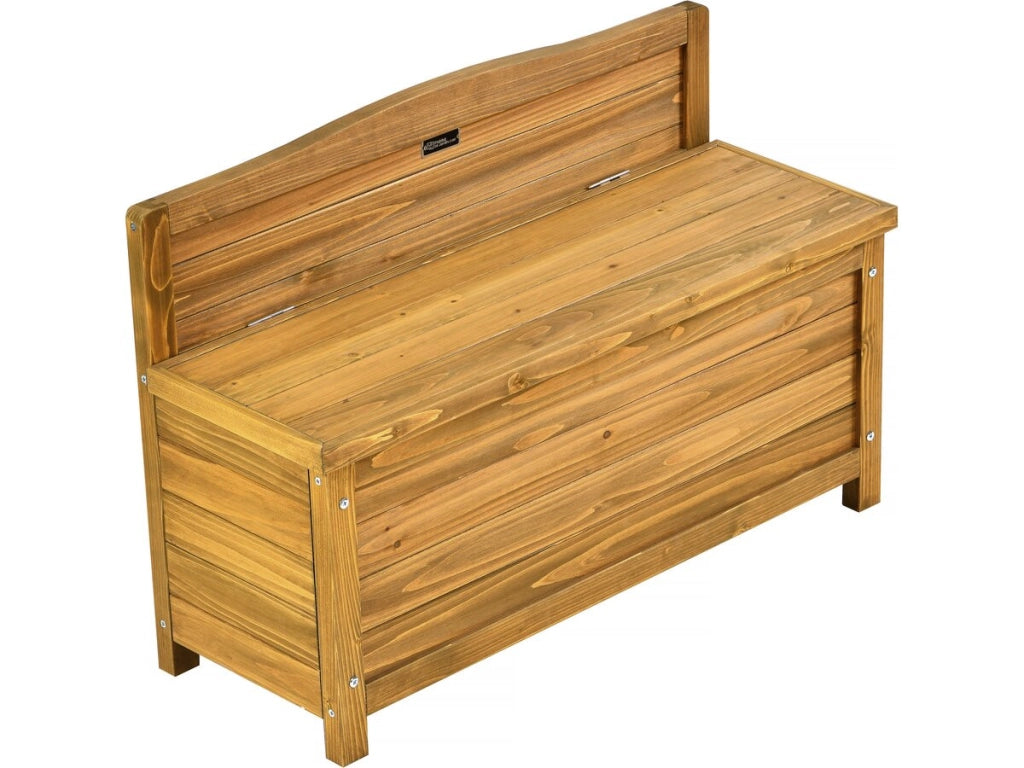 Panchina da giardino con contenitore in legno "Ben" - 90 x 33 x 60 cm - Marrone