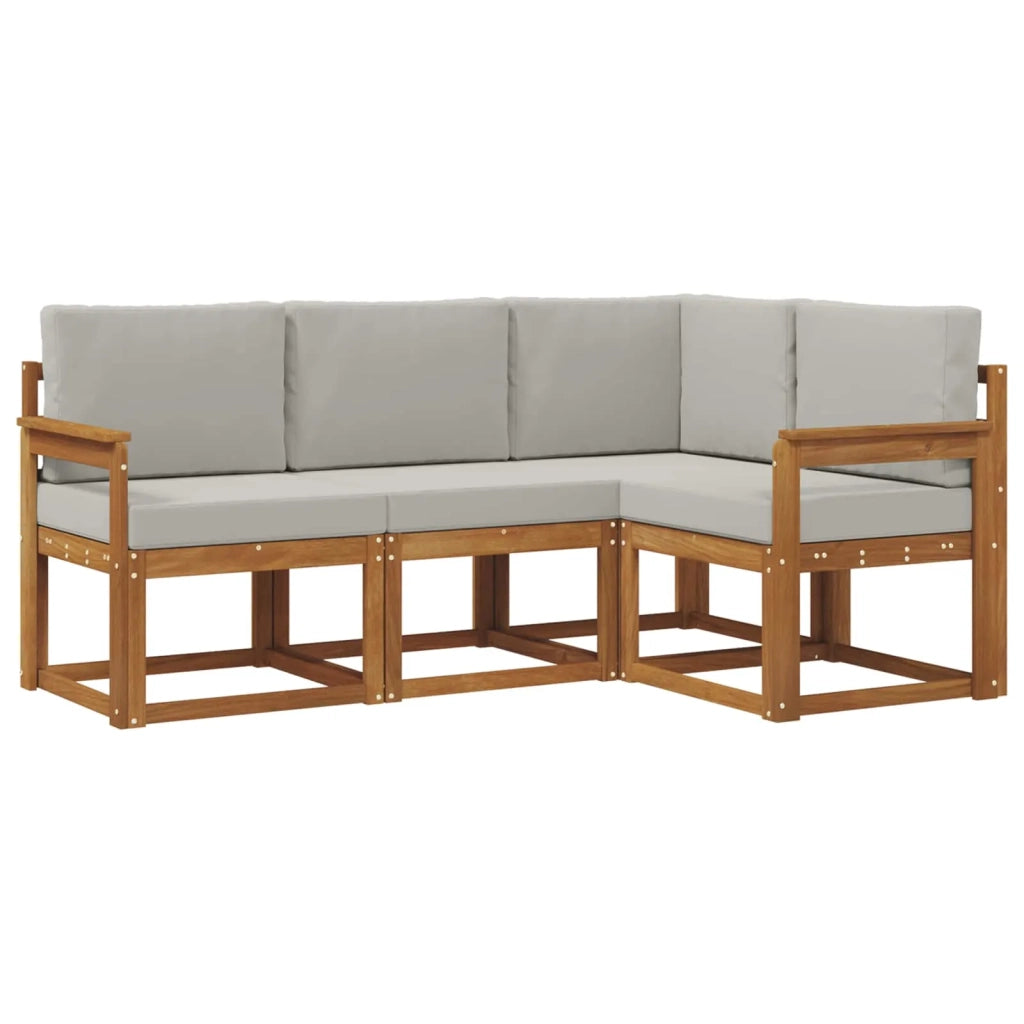 Set di divani da esterno 4 pcs Grigio Naturale e Chiaro