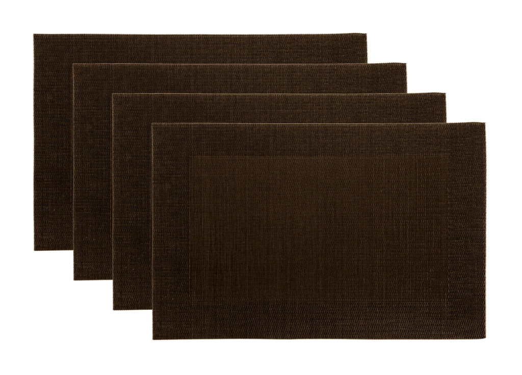 Set Tovagliette Americane Cucina Antiscivolo In Tinta Unita Lavabili - Set 4 - Marrone