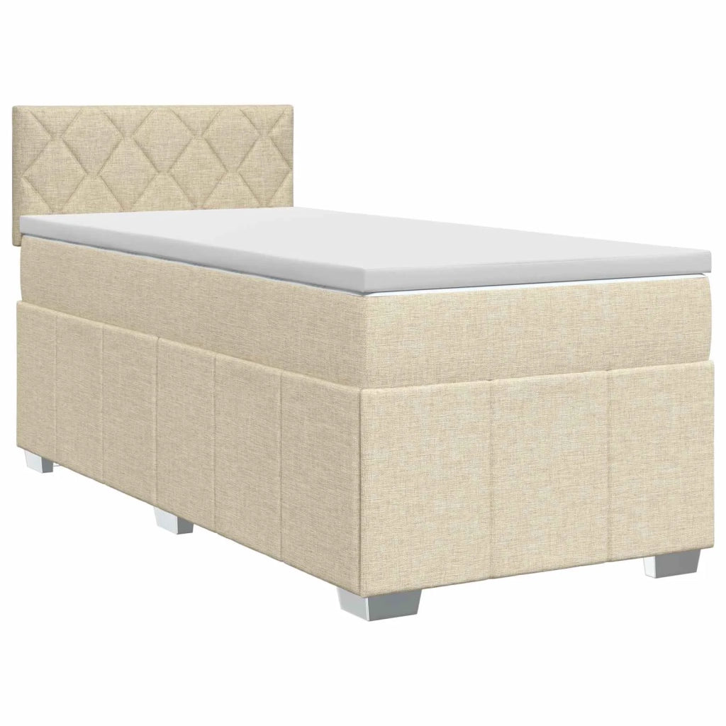 Letto box spring con materasso Crema 100 x 200 cm Tessuto 3451155