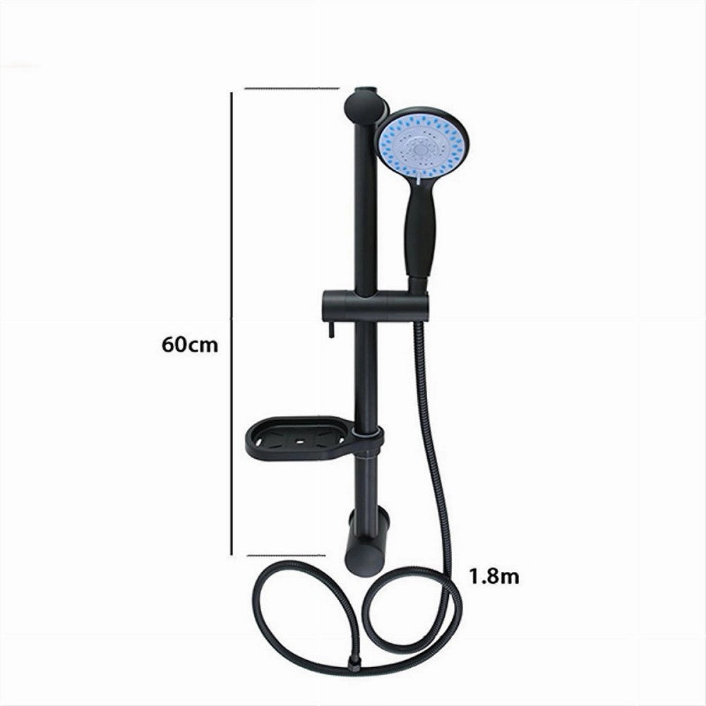 Trade Shop - Saliscendi Colonna Doccia Nero Soffione Multigetto Mensola Porta Sapone Bagno 87494 -