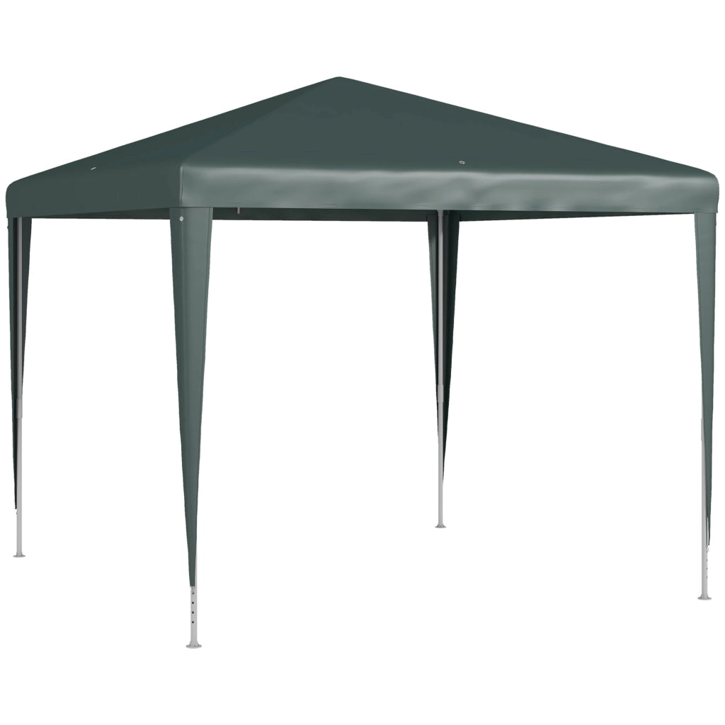 Gazebo da Giardino 270x270 cm con Picchetti e Corde Telaio in Acciaio e Rivestimento in PE Verde Scuro