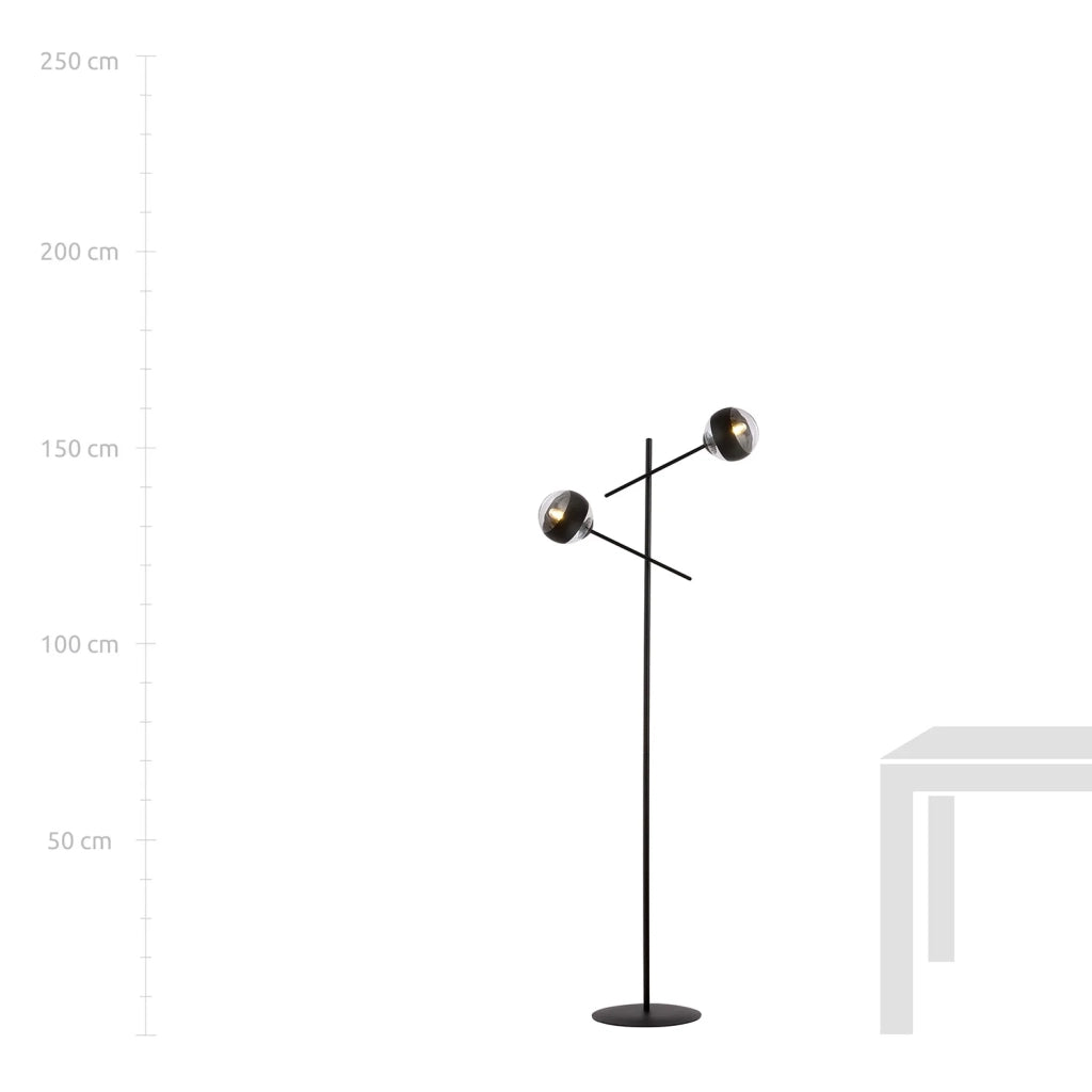 Piantana Contemporaneo Yama Acciaio Nero 2 Luci E14 Ip20