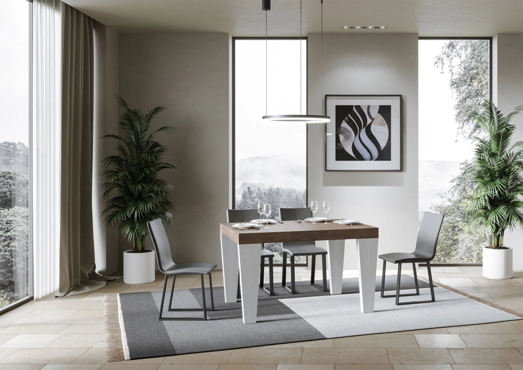 Tavolo Allungabile 130/234x90x77 cm Spimbo Mix  piano Noce gambe Bianco Frassino