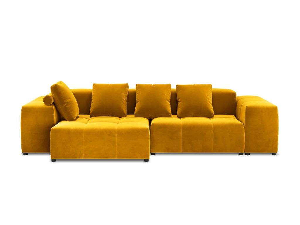 Cosmopolitan Design - Divano angolare modulare reversibile "Rome" 4 posti in velluto giallo 