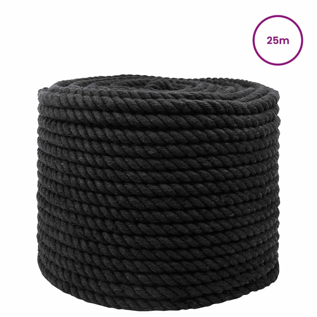 Corda di Cotone 12 mm 25 m Nero 100% Cotone 42011813