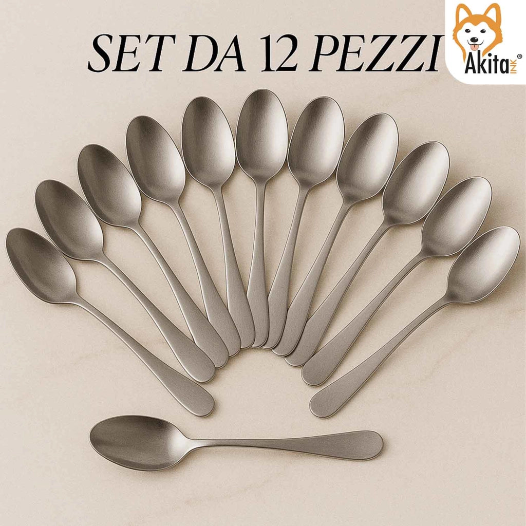 AkitaInk Set 12 Cucchiaini da Moka Boston Inox 18/C