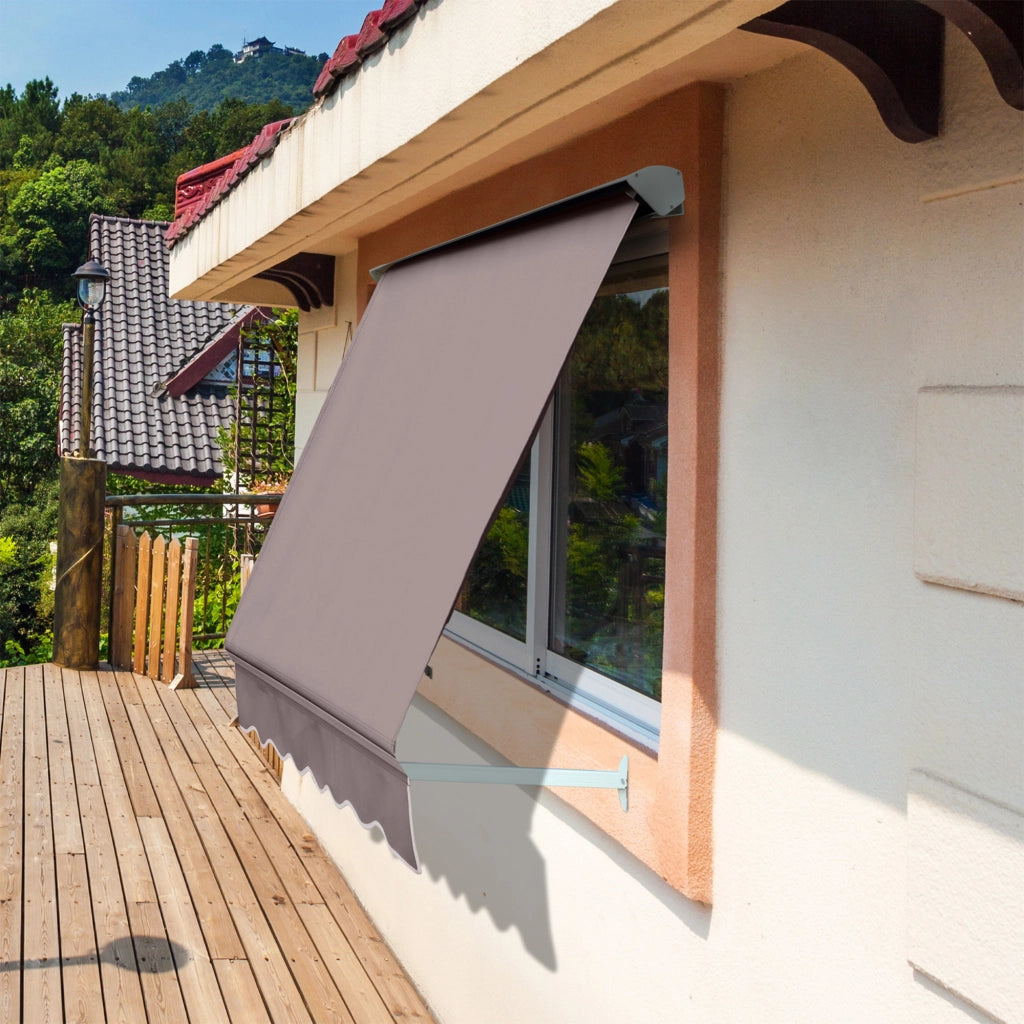 Easycomfort Tenda da Sole a Caduta con Rullo Avvolgibile e Angolazione Regolabile 0-120°, 180×70cm, Marrone