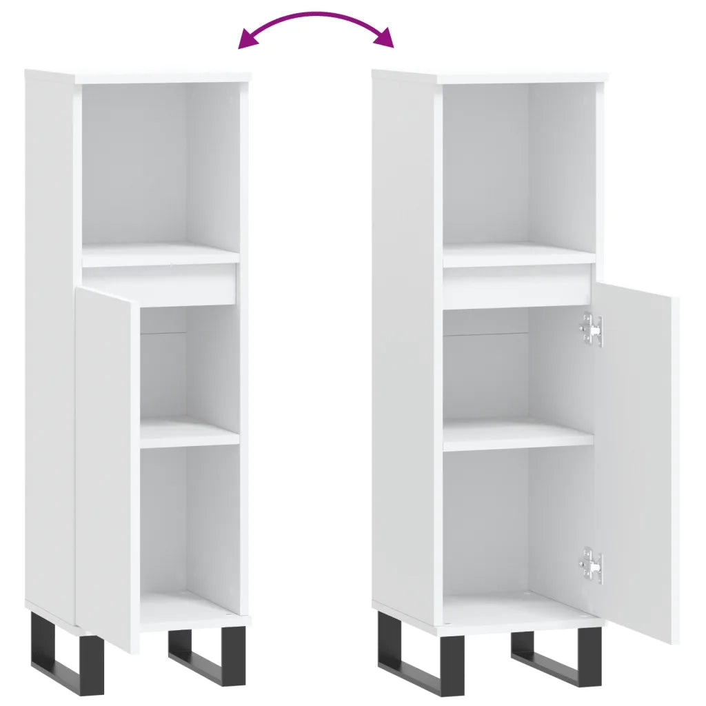 Armadietto da Bagno Bianco 30x30x100 cm in Legno Multistrato 831564