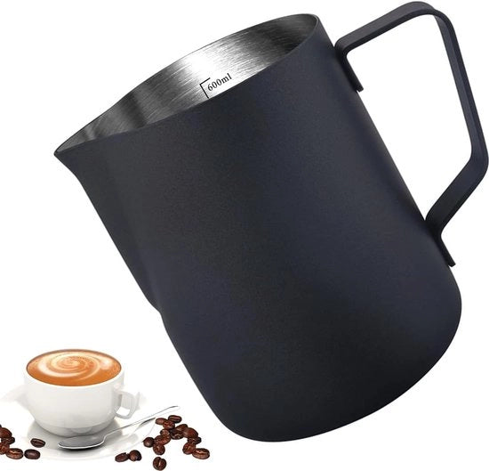 Melkkan 600 ml 20 fl.oz. di acciaio inossidabile, melkkan con schiuma per cappuccino e latte, scala graduata, nero