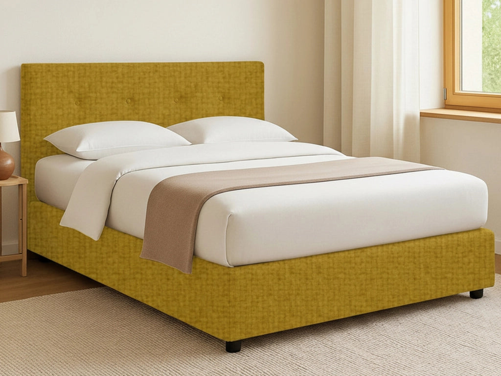 Bolton, Letto Piazza e Mezza Sfoderabile Made in Italy, Giallo Ocra