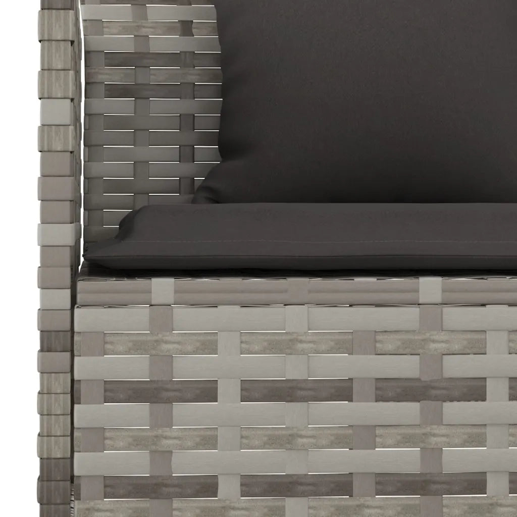 Set da Pranzo da Giardino 2 pz | Set Salotto da Giardino con Cuscini in Polyrattan Grigio