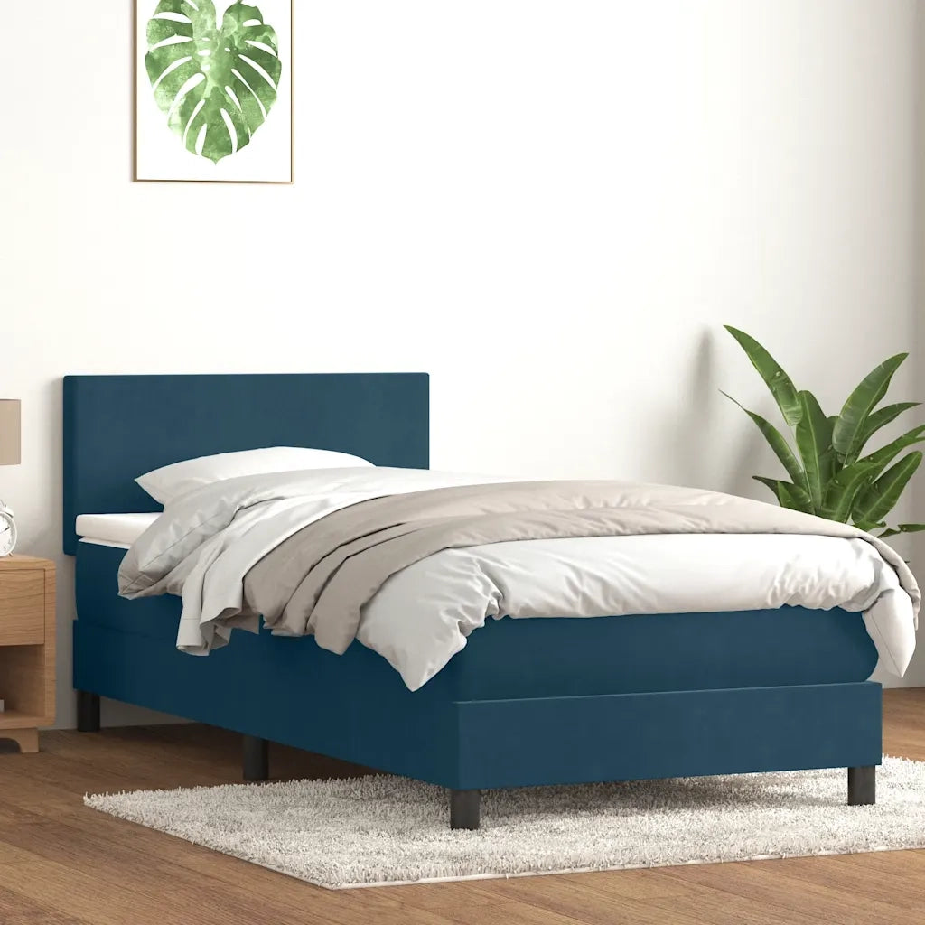 Letto a Molle con Materasso e LED Blu Scuro 80x210 cm Velluto 3316669