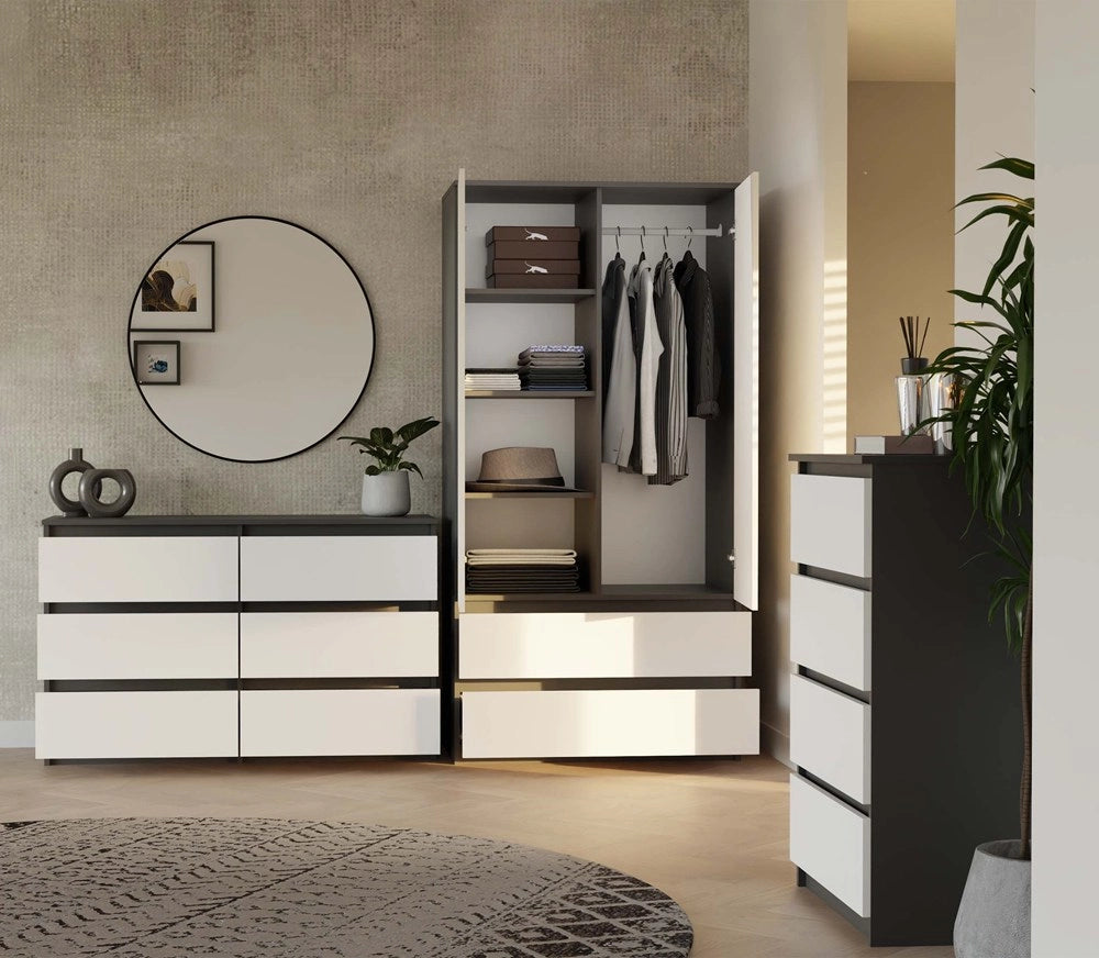 Cassettiera MALWA M6 120 antracite / bianco per camera e soggiorno