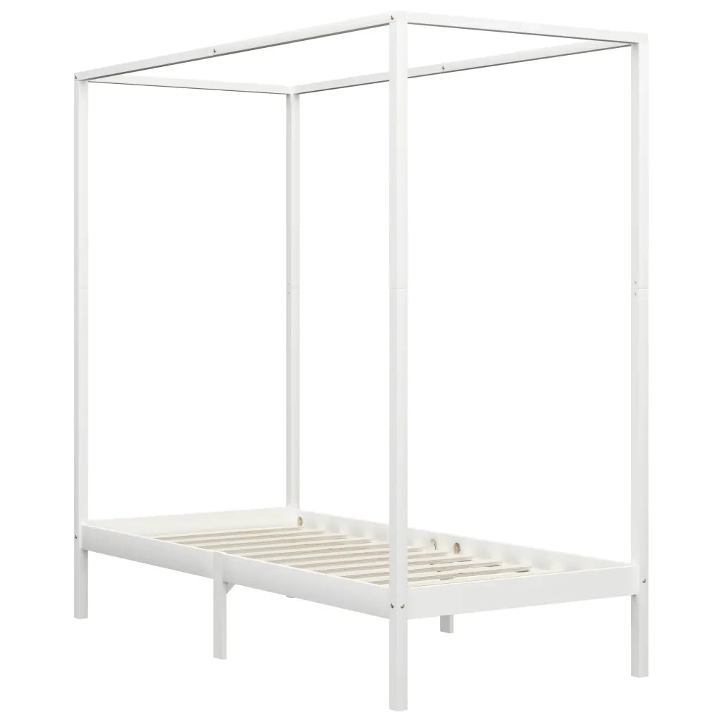 Letto singolo | Letto per adulti | Giroletto Baldacchino senza Materasso 100x200 cm Legno Bianco