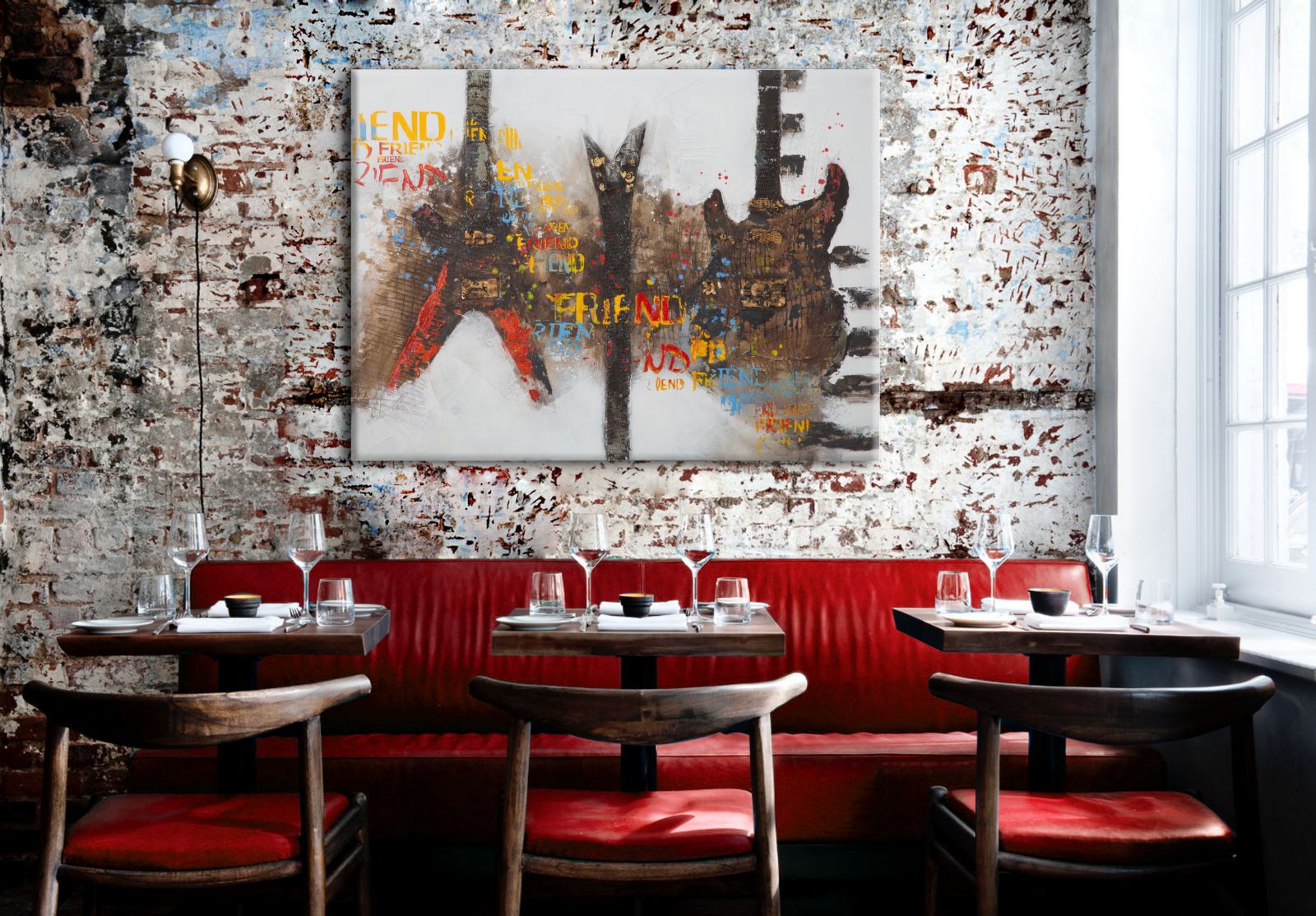 Dipinto su Tela Chitarre Arty 120x3,5x90 cm in Legno e Canvas