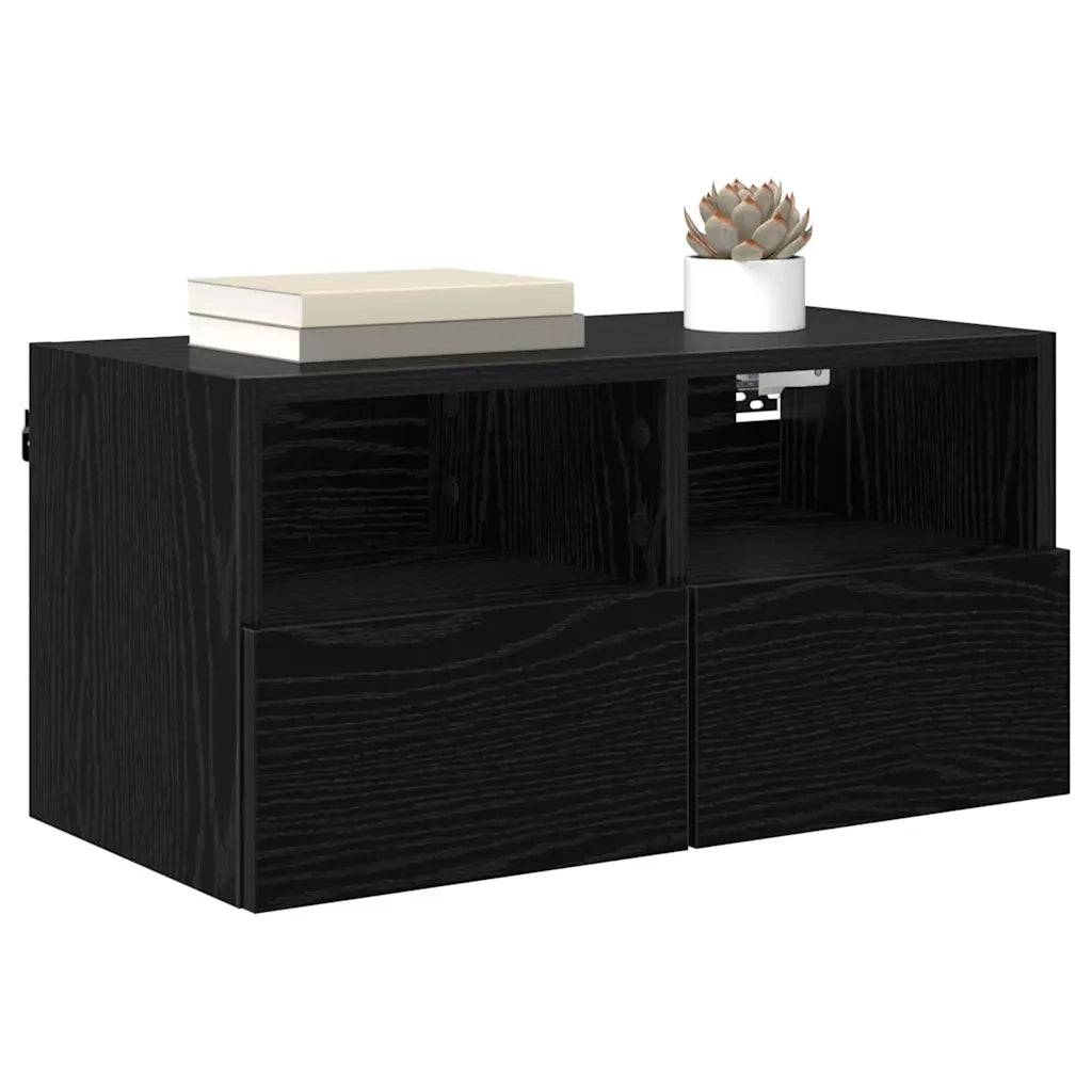 Mobile TV da parete-Mobile TV a Muro-Credenza TV Rovere Nero 60 x 30 x 30 cm