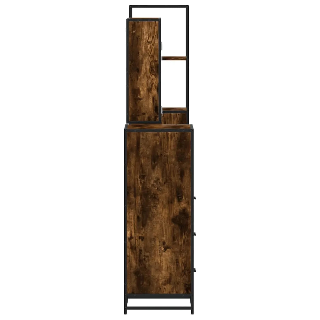 Set Mobili da Bagno 4 pz Rovere Fumo in Legno Multistrato