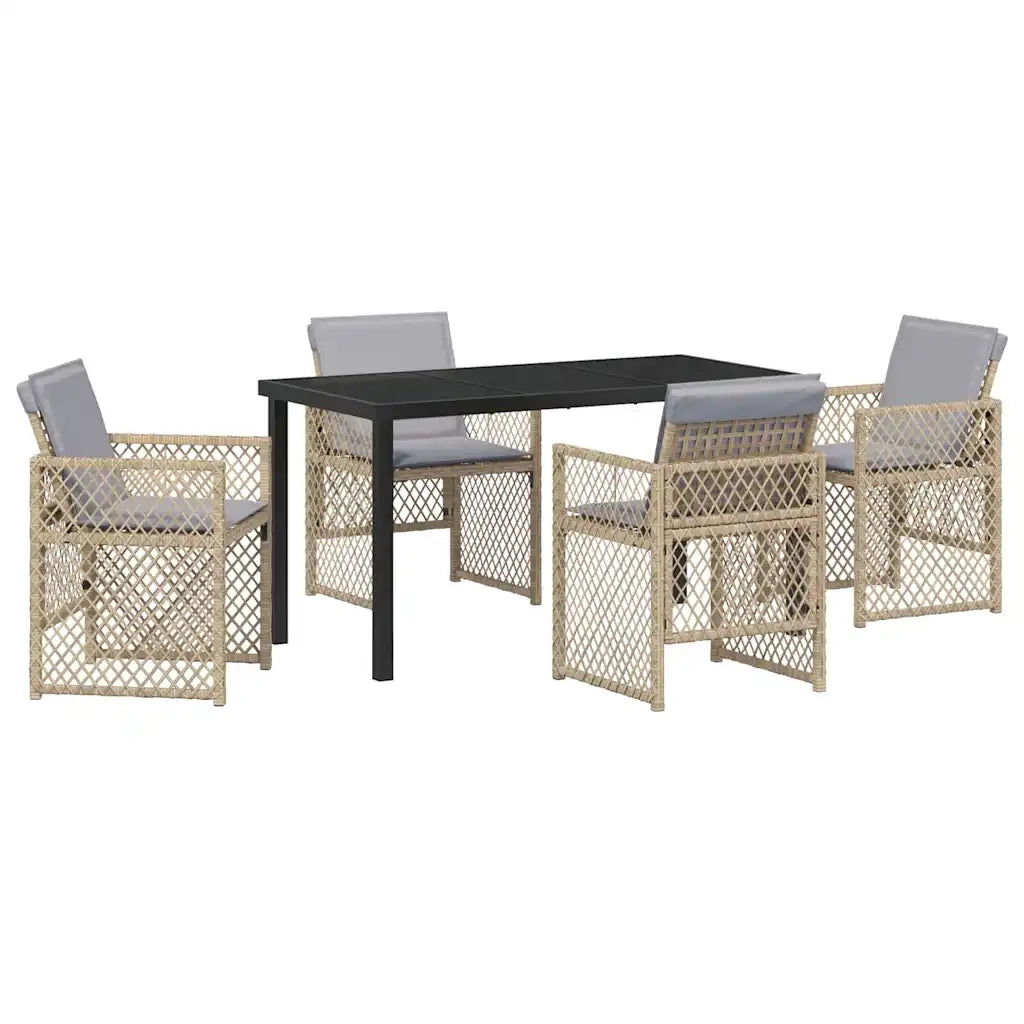 Set da Pranzo per Giardino 5 pz | Set Salotto da Giardino Beige polyrattan